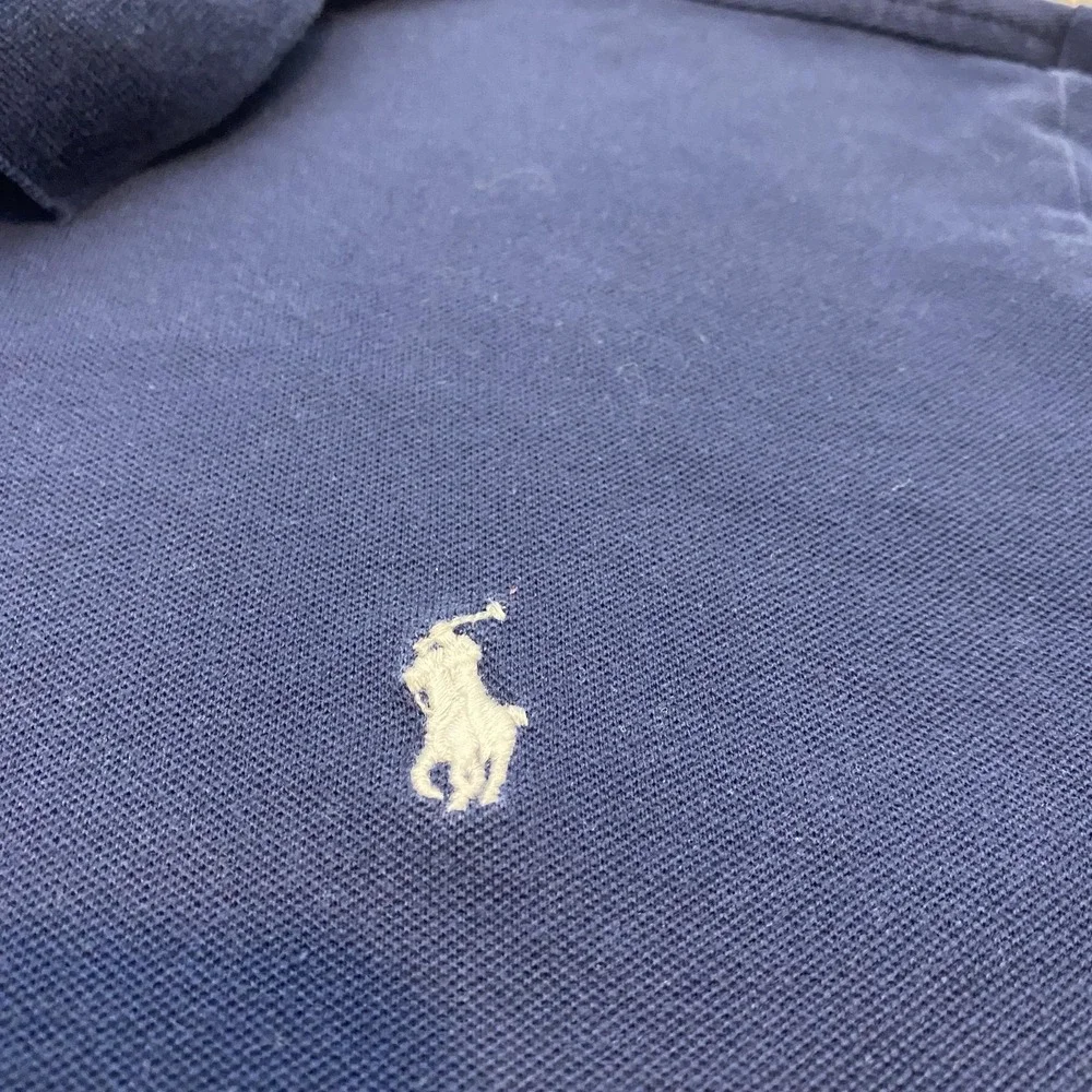 VTG Polo Ralph Lauren Rugby Polo Shirt Men 2XL Blue Long Sleeve Pima Stretch 90s